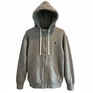 Polo Ralph Lauren Full Zip Heavyweight Cotton Gray Heather Hoodie Size Large